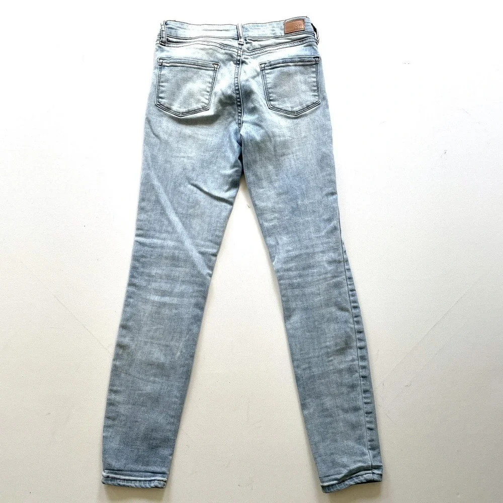 RSQ Girls Size 12 Blue Skinny Jeans Light Wash Mid Rise Distressed Stretch Denim